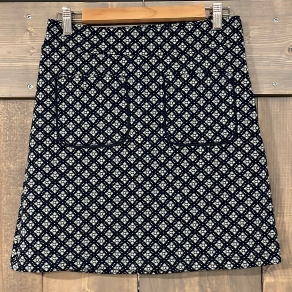 Loft Navy blue patterned pencil skirt size 0 petite